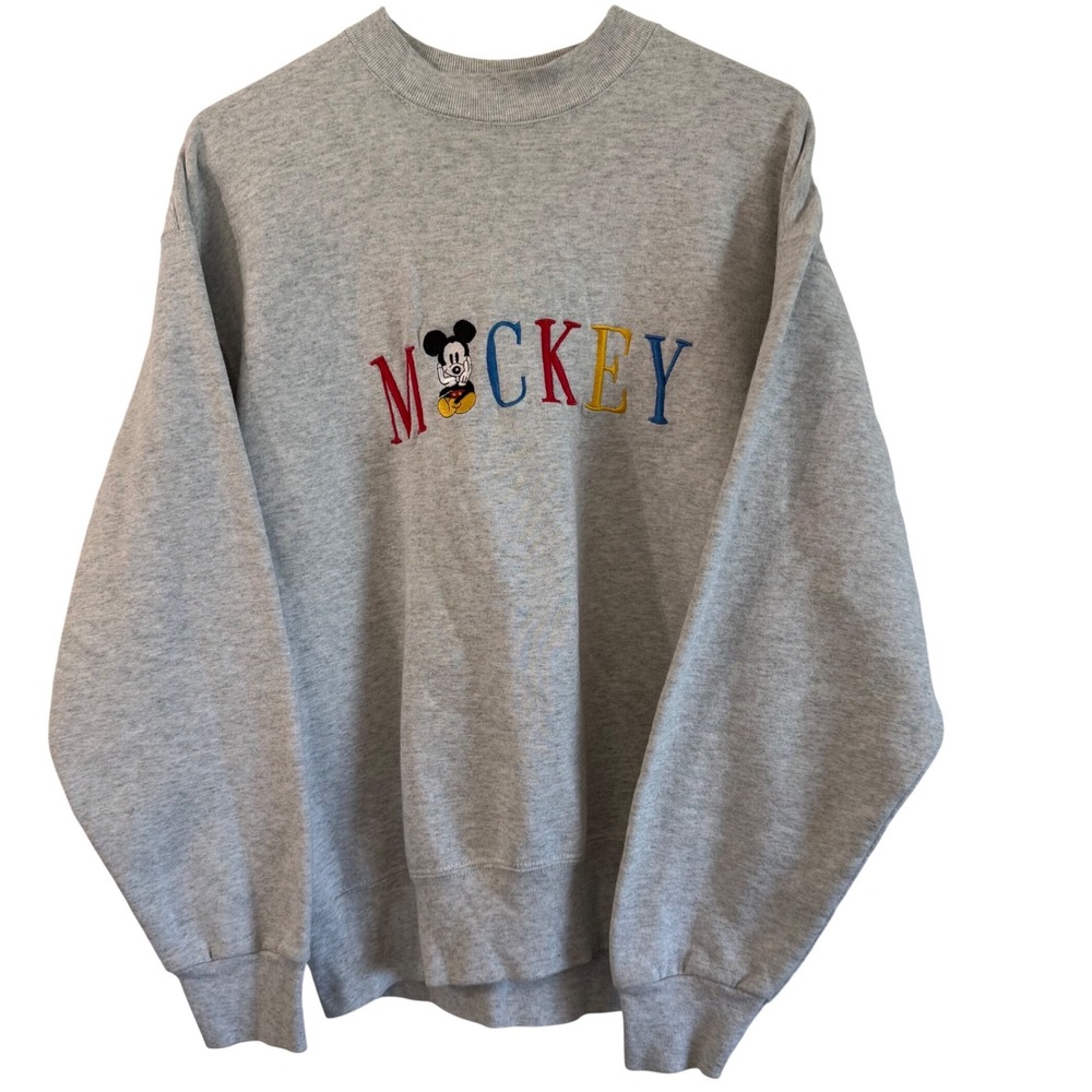Vintage 90s Disney Mickey Mouse ColorBlock Letter Women's Sweatshirt medium